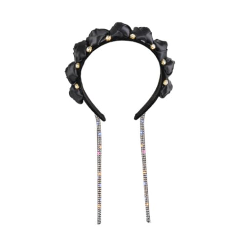 DECORNIJIA Vintage Strasssteine Quasten Haarband Damen Elegant Glänzend Weiches Stirnband Schmuck Accessoire für Alltag Party von DECORNIJIA