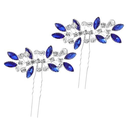 DECORNIJIA Vintage U Förmige Braut Haarnadel mit Blauen Strasssteinen Rutschfester Metall Haarschmuck für Hochzeit Abendkleid Stilvolles Accessoire für Damen und Besondere Anlässe von DECORNIJIA