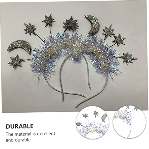 DECORNIJIA Weihnachts Haarband Stern Mond aus Filz Silberne Kopfbedeckung mit Glitzer für Damen Mädchen Festliche Haarreifen für Weihnachts Neujahrsfeiern Langlebig Geeignet von DECORNIJIA