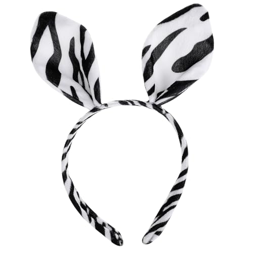 DECORNIJIA Zebra Stirnband mit Plüschohren Bequemes Karneval Kostüm Accessoire für Damen Niedlicher Tierohren Haarreif für Halloween Party und Cosplay Einfach zu Tragen und Vielseitig von DECORNIJIA
