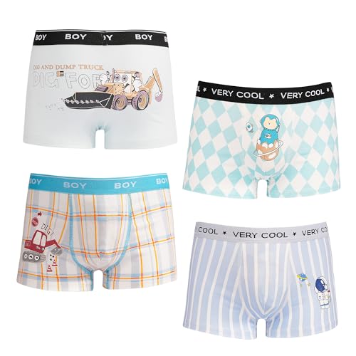 DECOVICI Unterhosen Jungen 4er Pack, Boxershorts Kinder 2-4 Jahre Weiche Baumwolle Unterwäsche Kleinkinder Dinosaurier Raum Schlüpfer（2-4 Jahre，04 Raumfahrer-Ingenieurkorps） von DECOVICI