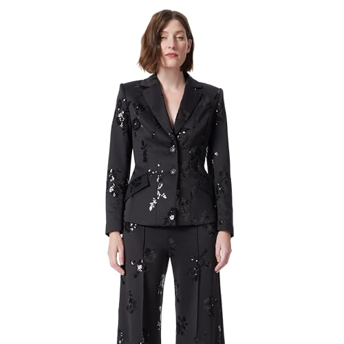 DEE OCLEPPO Damen Angela Seamed Double Button Front with Lining Standard Blazer, Schwarze Pailletten, 42 von DEE OCLEPPO