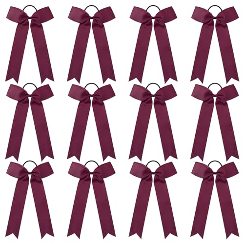 DEEKA 12 Stück Collegiate Style Cheer Bows Long Tail Skinny Cheer Bow Pferdeschwanzhalter Handgefertigte Schleifen für Mädchen Teenager Softball Cheerleader Sport Kastanienbraun DEEKA 12 Stück Collegiate Style Cheer Bows Long Tail Skinny Cheer Bow Pferdeschwanzhalter Handgefertigte Schleifen für Mädchen Teenager Softball Cheerleader Sport Kastanienbraun von DEEKA