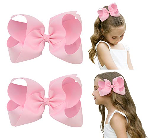 DEEKA Haarschleifen aus grobem Ripsband, 15,2 cm, einfarbig, Krokodilklemmen, Haarschmuck für kleine Teenager, Kleinkinder, Mädchen, Kinder, 2 Stück, Hellrosa DEEKA Haarschleifen aus grobem Ripsband, 15,2 cm, einfarbig, Krokodilklemmen, Haarschmuck für kleine Teenager, Kleinkinder, Mädchen, Kinder, 2 Stück, Hellrosa von DEEKA