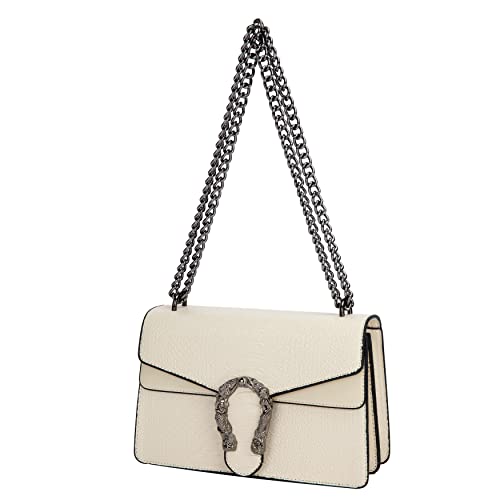 DEEPMEOW Leder Umhängetasche Kette Geldbörse für Frauen - Mode Crossbody Taschen Vintage Schlangendruck Unterarmtasche Satchel Handtasche, Zx-white, Medium von DEEPMEOW