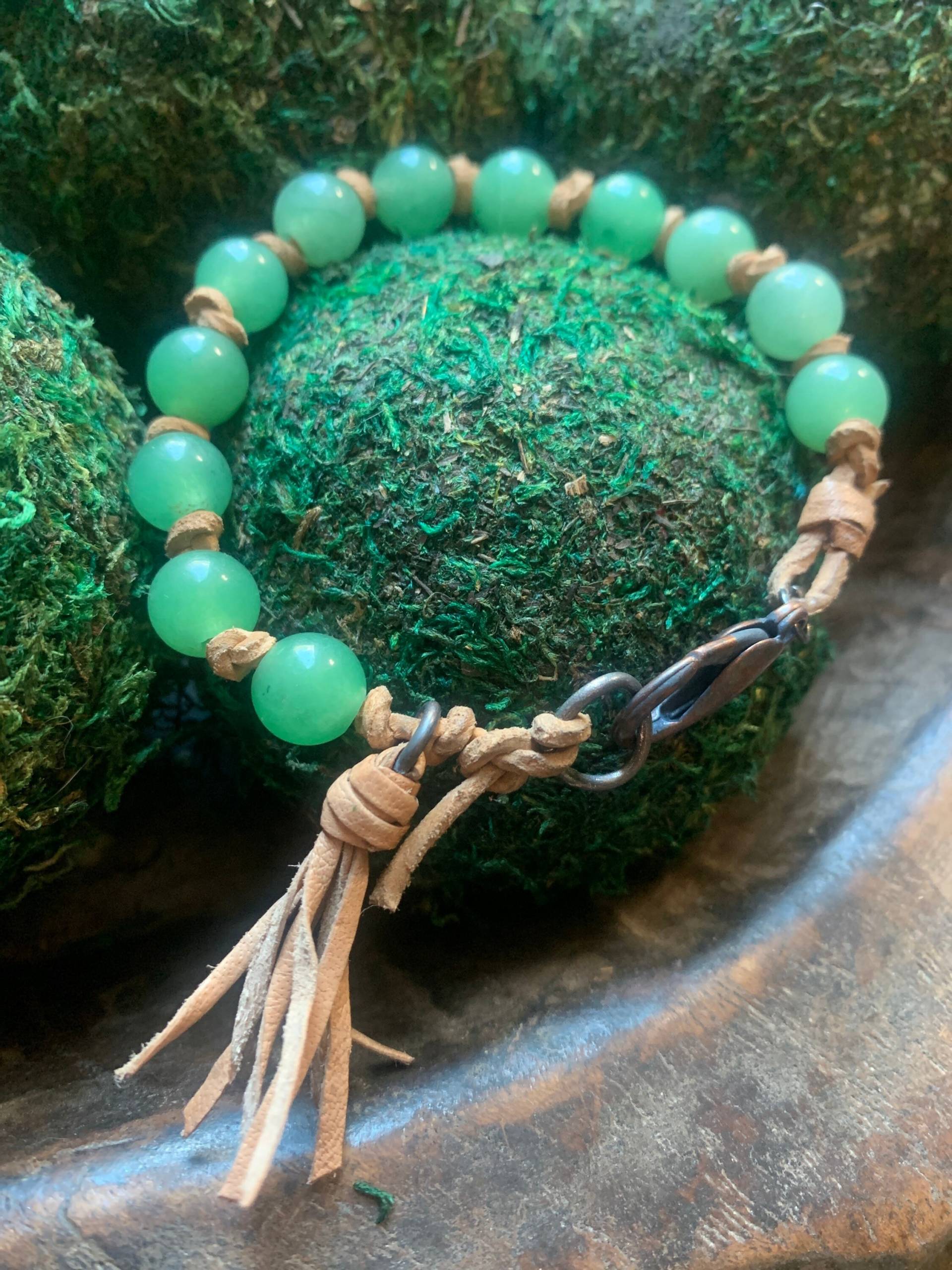 Aventurin Bead & Leder Quaste Armband von DEEPSOULDESIGNStudio