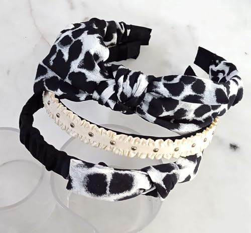 Deepti Chandna Designs Sleek Black Bow Combo 5 Haarbänder Kunststoff Stirnbänder Nützlich für Mädchen und Frauen (3 Stück) von DEEPTI CHANDNA DESIGNS