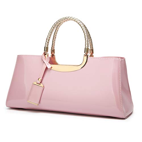 DEERWORD Damen Taschen Handtasche Frauen Elegant Tasche Henkeltasche Vintage PU-Leder 5378 1-teilig set Rosa von DEERWORD