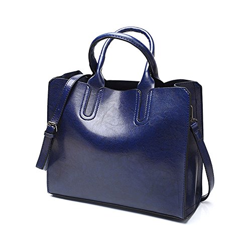 DEERWORD Damen Umhängetasche Taschen Frauen Elegant Tasche Italien Vintage PU-Leder 5502 1-teilig set Blau von DEERWORD