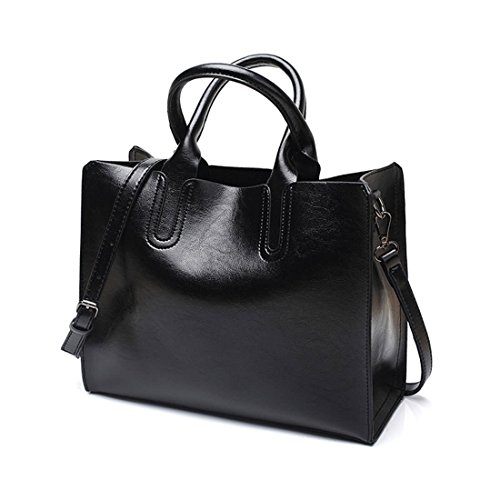 DEERWORD Damen Henkeltaschen Damenhandtaschen Frau Handtaschen Klein PU-Leder Tote Schultertaschen Schwarz von DEERWORD