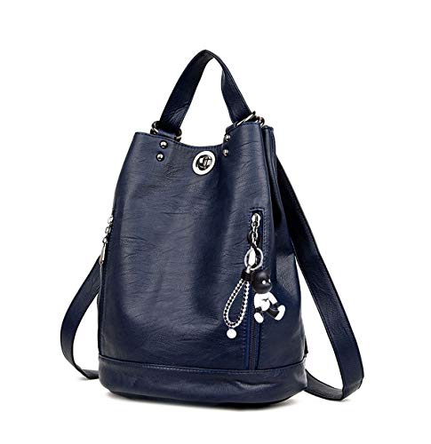 DEERWORD Damen Rucksack Handtaschen Elegant Anti Diebstahl Frau Stadtrucksack Henkeltaschen Tagesrucksack Blau von DEERWORD