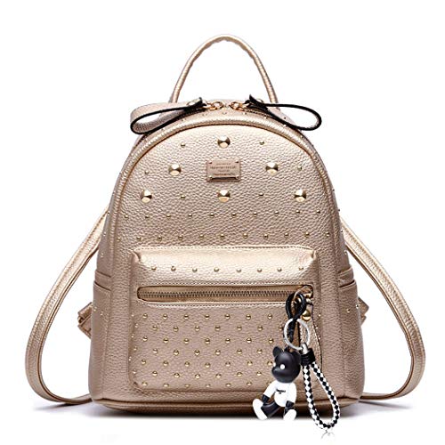 DEERWORD Damen Rucksack Handtaschen Elegant Anti Diebstahl Frau Stadtrucksack Henkeltaschen Tagesrucksack Gold von DEERWORD