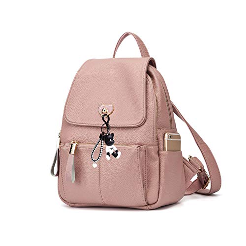 DEERWORD Damen Rucksack Handtaschen Elegant Anti Diebstahl Frau Stadtrucksack Henkeltaschen Tagesrucksack Rosa von DEERWORD