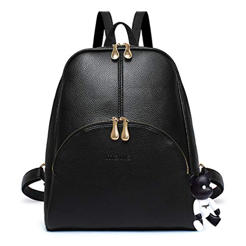 DEERWORD Damen Rucksack Taschen Frauen Elegant Tasche Stadtrucksack Rucksackhandtasche Vintage PU-Leder 5035 1-teilig set Schwarz V3 von DEERWORD