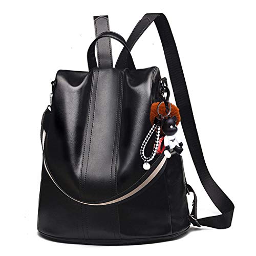 DEERWORD Damen Rucksack Handtaschen Elegant Anti Diebstahl Frau Stadtrucksack Henkeltaschen Tagesrucksack Schwarz von DEERWORD