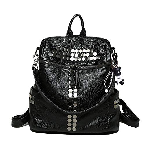 DEERWORD Damen Rucksack Handtaschen Elegant Anti Diebstahl Frau Stadtrucksack Henkeltaschen Tagesrucksack Schwarz von DEERWORD