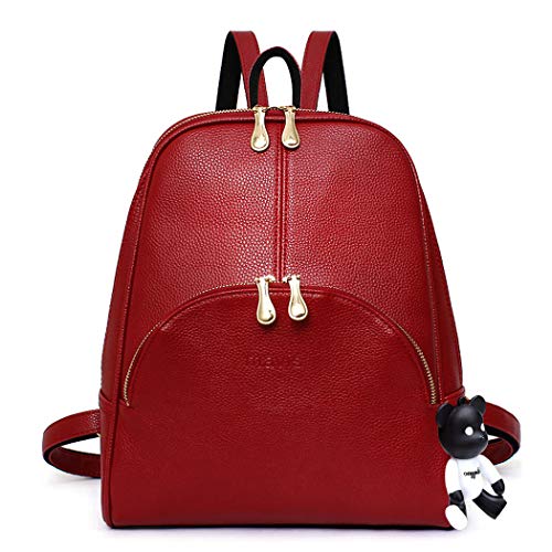 DEERWORD Damen Rucksack Taschen Frauen Elegant Tasche Stadtrucksack Rucksackhandtasche Vintage PU-Leder 5035 1-teilig set Weinrot von DEERWORD