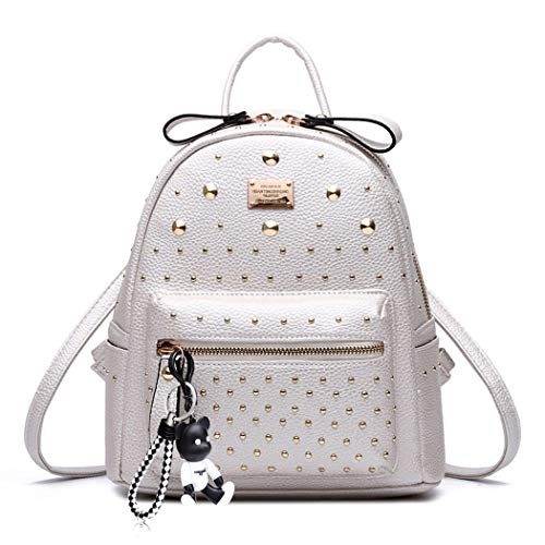 DEERWORD Damen Rucksack Taschen Frauen Elegant Tasche Stadtrucksack Rucksackhandtasche Vintage PU-Leder 5021 1-teilig set Nicht-Gerade Weiss von DEERWORD