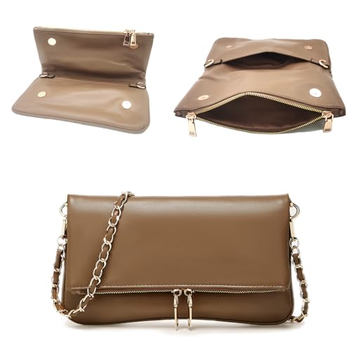 DEERWORD Damen Umhängetasche Taschen Frauen Elegant Tasche Italien Vintage PU-Leder 79101 1-teilig set Kaffee von DEERWORD