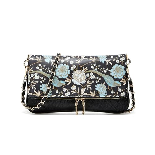 DEERWORD Damen Umhängetasche Taschen Frauen Elegant Tasche Italien Vintage PU-Leder 79101 1-teilig Set Schwarz V2 von DEERWORD