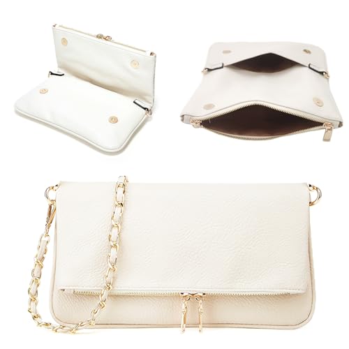 DEERWORD Damen Umhängetasche Taschen Frauen Elegant Tasche Italien Vintage PU-Leder 79101 1-teilig Set Nicht-Gerade Weiss V4 von DEERWORD