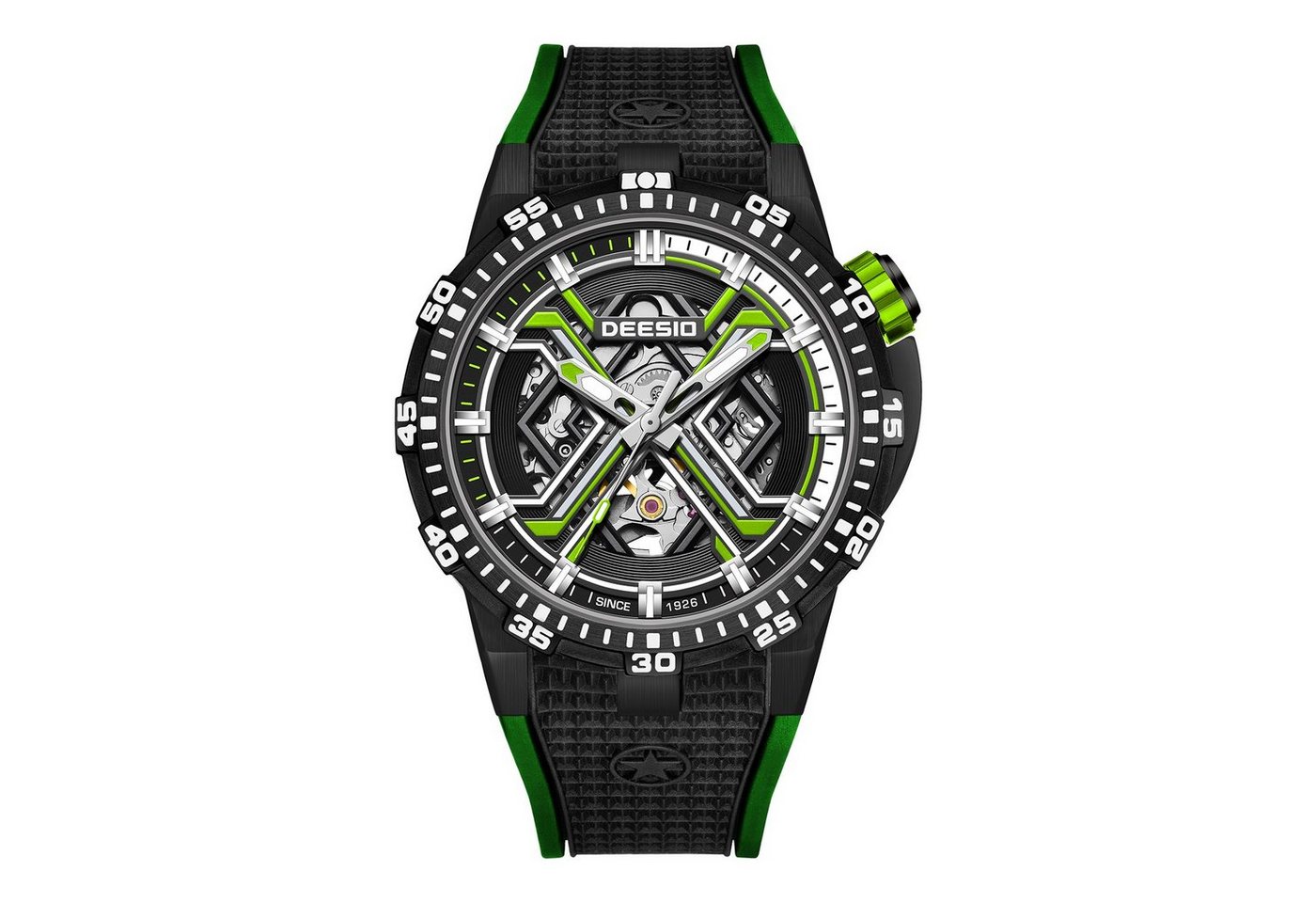 DEESIO Mechanische Uhr für Männer mit Gravur, Handaufzug kleines Sekundenzifferblatt, (Multifunktionsuhr Sophisticated Sport), vollständig ausgehöhltes Design, automatisches Uhrwerk von DEESIO
