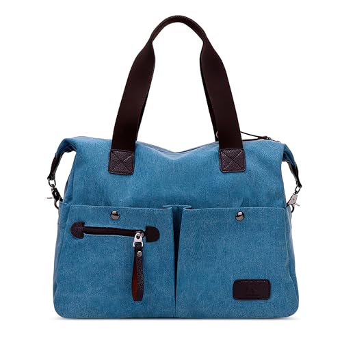 DEEVORCA Damen Groß Retro Umhängetaschen Lässige Handtaschen Mode Umhängetasche Mehrere Taschen Leinwand Messenger Tasche Reisen Arbeit Einkaufen Schultertaschen Handtasche Blau von DEEVORCA