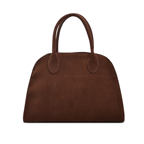 DEEVORCA Damen Handtasche Elegant Handtasche für Frau Abnehmbares Schulterband Damen Tasche Tote Bag Retro klassisch Umhängetasche Reisen Schultertasche Messenger Tasche für Damen Wildleder L Braun D von DEEVORCA