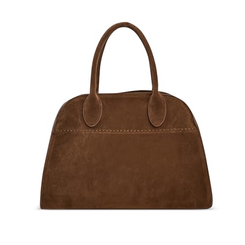 DEEVORCA Damen Handtasche Elegant Handtasche für Frau Abnehmbares Schulterband Damen Tasche Tote Bag Retro klassisch Umhängetasche Reisen Schultertasche Messenger Tasche für Damen Wildleder L Braun C von DEEVORCA