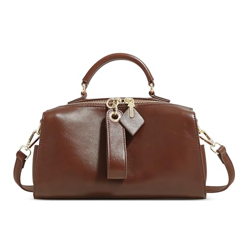 DEEVORCA Damen Handtasche Elegante Damen Umhängetasche Doppelreiß Verschluss Design Tote Tasche Modischer und Vielseitiger Schultertaschen Freizeit Pendeln Handtasche Wasserdichtes PU Leder Braun von DEEVORCA