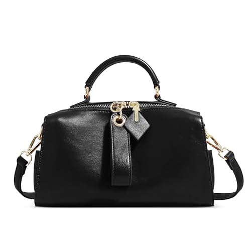 DEEVORCA Damen Handtasche Elegante Damen Umhängetasche Doppelreiß Verschluss Design Tote Tasche Modischer und Vielseitiger Schultertaschen Freizeit Pendeln Handtasche Wasserdichtes PU Leder Schwarz von DEEVORCA