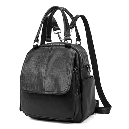 DEEVORCA Damen Handtasche Elegante Umhängetasche für Damen mit 3 Schultergurten Damen Querträgerhandtasche Tragetaschen für Damen Reisen Urlaub die Frauen Schultertasche Wasserdichtes PU Leder Schwarz von DEEVORCA