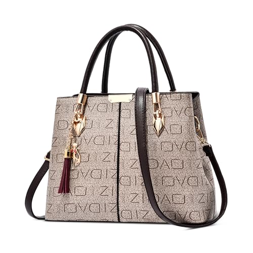 DEEVORCA Damen Handtasche Modern Damen Schultertasche Exquisites Druckdesign Modische Quasten Accessoires Niedlicher Katzenanhänger Umhängetasche Dating Schule Reisen Wasserdichtes PU Schwarz von DEEVORCA