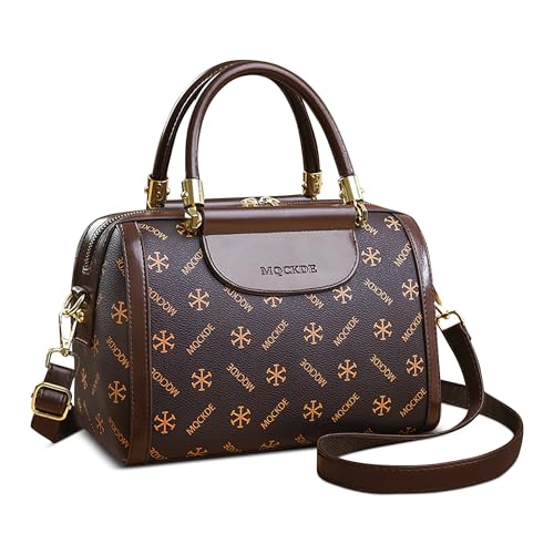 DEEVORCA Damen Handtasche Vintage Umhängetasche für Dame Exquisites Druckdesign Ausreichend Platz Abnehmbarer Schultergurt Frau Messenger Bag Meeting Reisen Shopping Wasserdichtes PU Braun von DEEVORCA