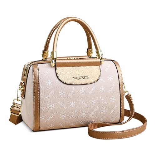 DEEVORCA Damen Handtasche Vintage Umhängetasche für Dame Exquisites Druckdesign Ausreichend Platz Abnehmbarer Schultergurt Frau Messenger Bag Meeting Reisen Shopping Wasserdichtes PU Gold von DEEVORCA