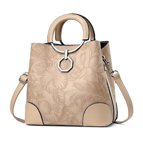 DEEVORCA Damen Handtaschen Modisch Damen Schultertaschen Exquisites Geprägtes Design Abnehmbarer Schultergurt Kuriertaschen Reisen Urlaub Party Tragetaschen Wasserdichtes PU Gelb von DEEVORCA