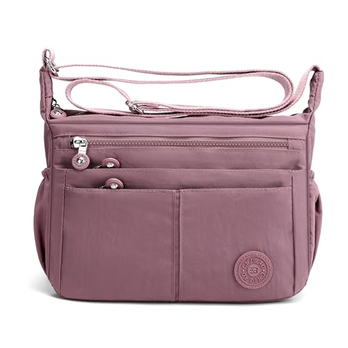 DEEVORCA Damen Lässige Umhängetaschen Mode Mehrere Taschen Umhängetasche Einfach Leicht Nylon Wasserdicht Messenger Tasche Reisen Arbeit Einkaufen Täglich Schultertaschen Rosa von DEEVORCA