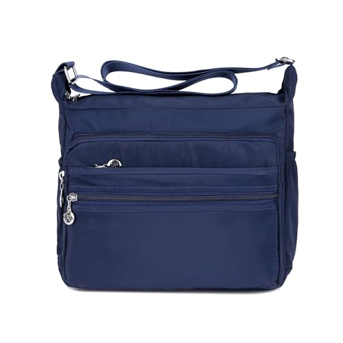 DEEVORCA Damen Lässige Umhängetaschen Mode Umhängetasche Nylon Leicht Wasserdicht Messenger Tasche Reisen Arbeit Einkaufen Täglich Einfach Schultertaschen Mehrere Taschen Blau von DEEVORCA