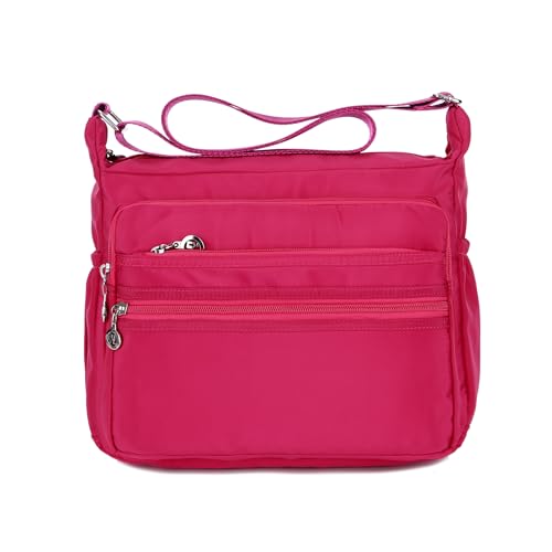 DEEVORCA Damen Lässige Umhängetaschen Mode Umhängetasche Nylon Leicht Wasserdicht Messenger Tasche Reisen Arbeit Einkaufen Täglich Einfach Schultertaschen Mehrere Taschen Rot von DEEVORCA