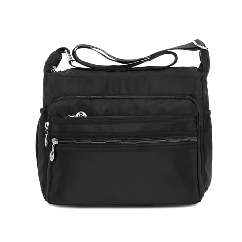 DEEVORCA Damen Lässige Umhängetaschen Mode Umhängetasche Nylon Leicht Wasserdicht Messenger Tasche Reisen Arbeit Einkaufen Täglich Einfach Schultertaschen Mehrere Taschen Schwarz von DEEVORCA