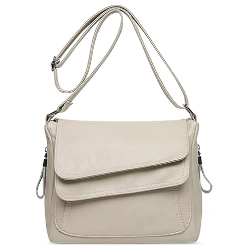 DEEVORCA Damen Mode Einfach Umhängetasche Retro Umhängetaschen Täglich Lässig PU-Leder Umhängetasche Arbeiten Party Reisen Dating Mehrere Taschen Schultertaschen Handtaschen Weiß von DEEVORCA