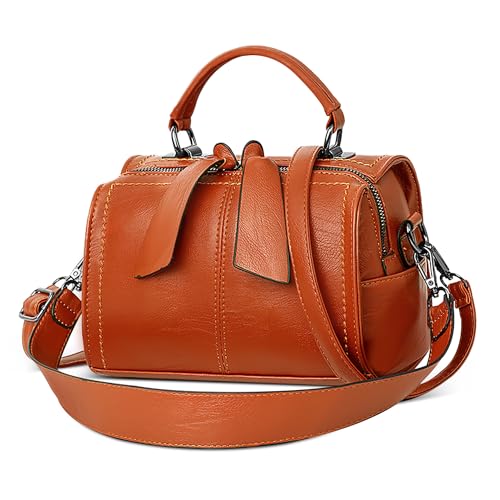 DEEVORCA Damen Mode Handtasche Umhängetasche mit Tragegriff für Lässig Reise Urlaub Business Täglich Einkaufen PU Leder Damen Elegant Henkeltasche Orange von DEEVORCA