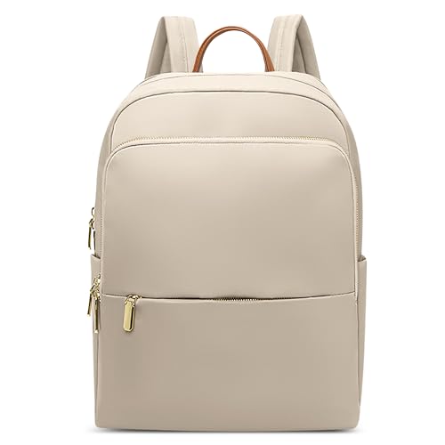 DEEVORCA Damen Mode Rucksack 14 Zoll Laptop mit Laptopfach Lässig Arbeit Cityrucksack Reisen Multifunktionaler Anti-Diebstahl Daypacks Mehrere Taschen Nylon Einkaufen Handtaschen Braun von DEEVORCA