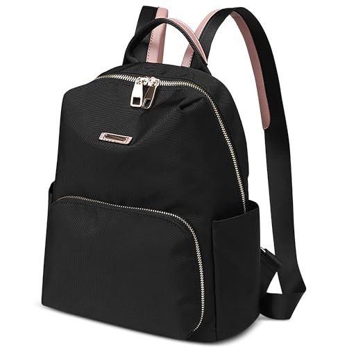 DEEVORCA Damen Mode Rucksack Anti-Diebstahl Schultertaschen Reisen Lässig Arbeiten Schule Daypack Nylon Wasserdicht Mehrere Taschen Rucksäcke Multifunktional Handtasche Schwarz von DEEVORCA