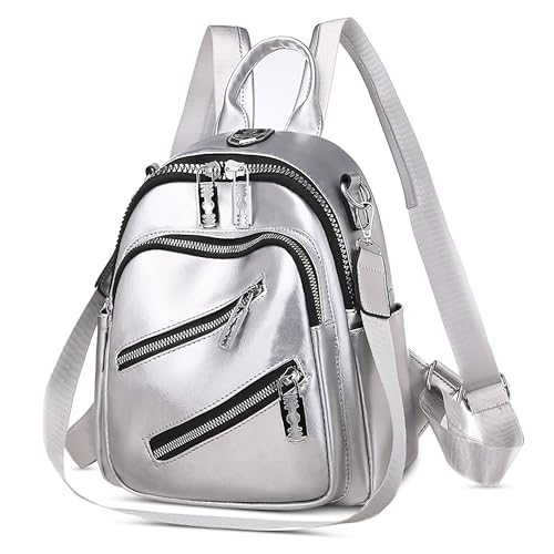 DEEVORCA Damen Mode Rucksack Multifunktional Schultertaschen Anti-Diebstahl Lässig Reisen Arbeiten Party Dayback PU-Leder Wasserdicht Klein Rucksäcke Damenhandtasche Weiß von DEEVORCA
