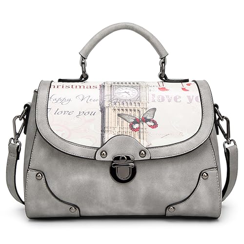 DEEVORCA Damen Retro Handtasche Mode Gedruckt Schultertasche Lässig Mittel Pu Leder Umhängetasche für Arbeiten Party Reisen Dating Messenger Umhängetaschen Henkeltaschen Grau DEEVORCA Damen Retro Handtasche Mode Gedruckt Schultertasche Lässig Mittel Pu Leder Umhängetasche für Arbeiten Party Reisen Dating Messenger Umhängetaschen Henkeltaschen Grau von DEEVORCA