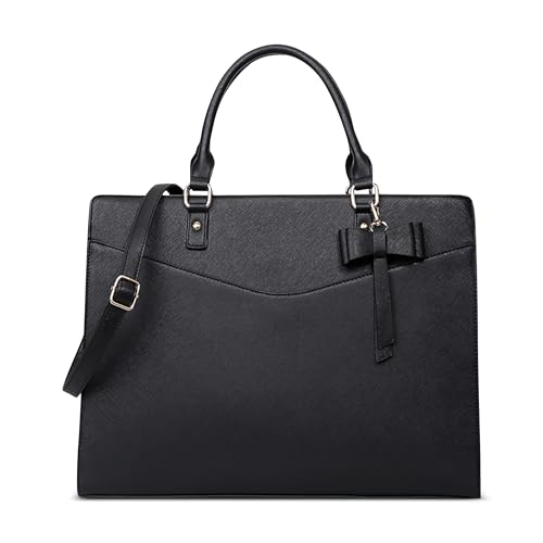 DEEVORCA Damen Umhängetasche Elegante Henkeltasche für Damen Abnehmbarer Schultergurt Mehrere Taschen Fliege Dekoration Arbeit Geschäft Treffen Tragetasche Wasserdichtes PU Schwarz von DEEVORCA