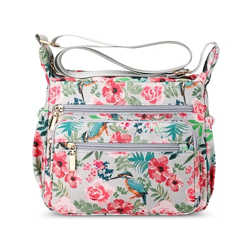 DEEVORCA Damen Umhängetasche Mode Damen Crossbody Tasche Drucken Design Arbeit Einkaufen Urlaub Frauen Schultertasche Wasserdicht Nylon Grau B von DEEVORCA