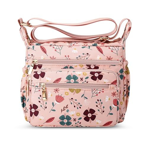 DEEVORCA Damen Umhängetasche Mode Damen Crossbody Tasche Drucken Design Arbeit Einkaufen Urlaub Frauen Schultertasche Wasserdicht Nylon Rosa von DEEVORCA