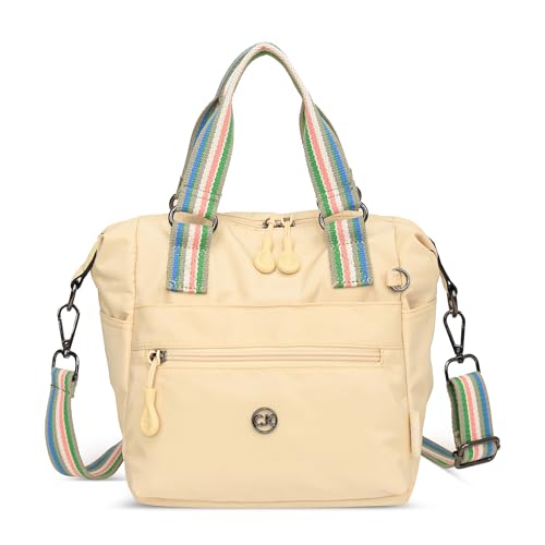 DEEVORCA Damen Umhängetasche Mode Frauen Crossbody Tasche Abnehmbarer Schultergurt Mehrere Taschen Handtasche Reisen Einkaufen Alltag Schultertasche Wasserdicht Nylon Weiß von DEEVORCA